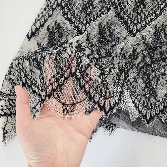 Peruvian Connection Lace Dress Womens 8 Black Sleeveless Scalloped Whimsigoth - Picture 4 of 10